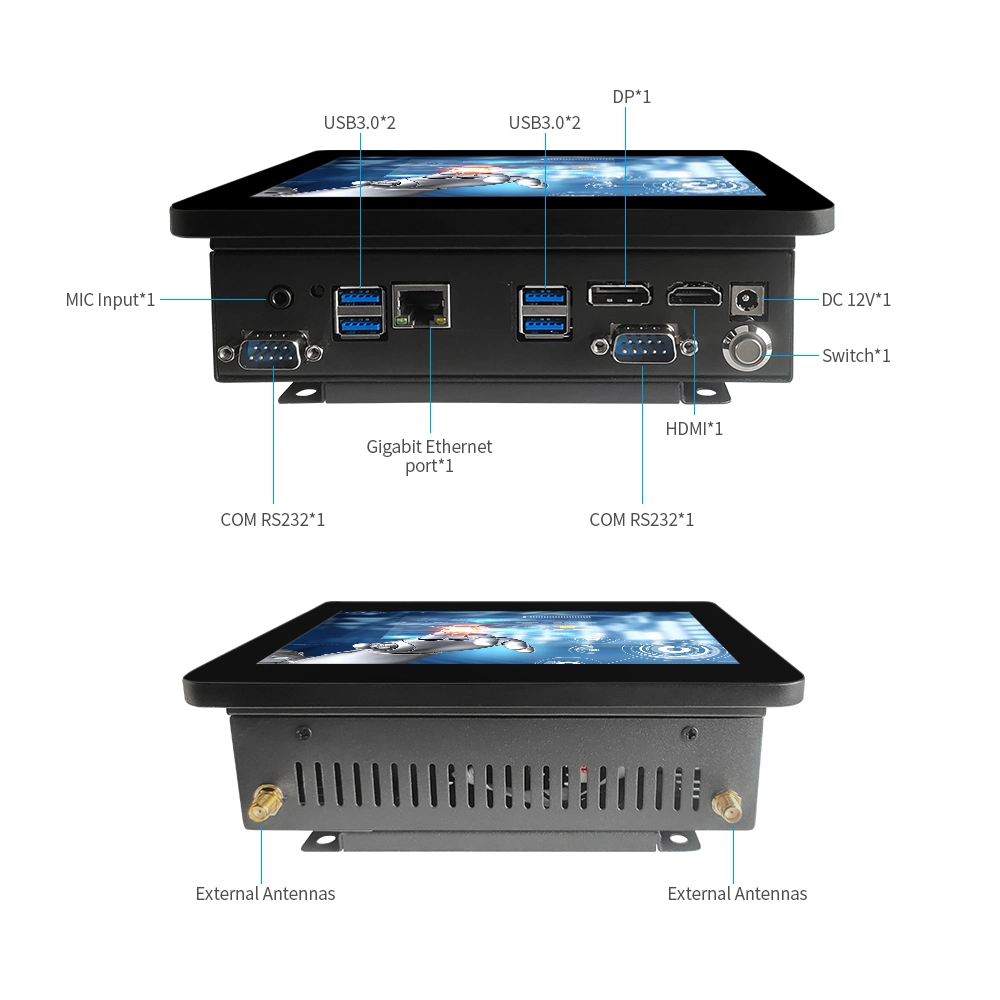 7 Inch Panel PC 1024*600 10 Point Capacitive Touch Embedded, Desktop LCD Screen with LED Backlight Panel PC