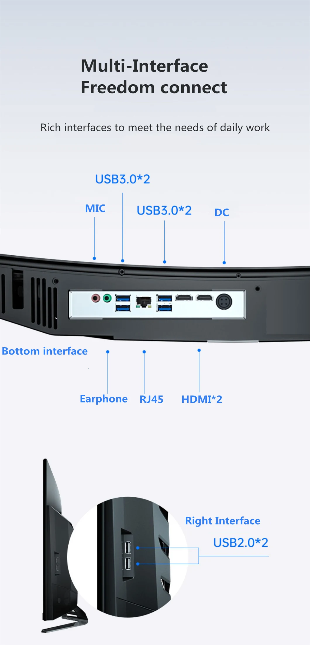 Mini Desktop PC 21.45inch 1920*1080 IPS Intel Celeron J4125 Windows 11 Business All in One PC Barebone