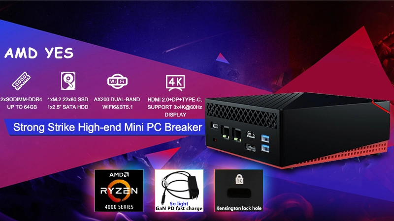 New AMD R-Yzen 5 4500u 32GB DDR4 Nvme Mini PC Gamer Type-C 3X4K@60Hz Ax WiFi6&Bt5.1 Win11 Tpm2.0 Gaming PC