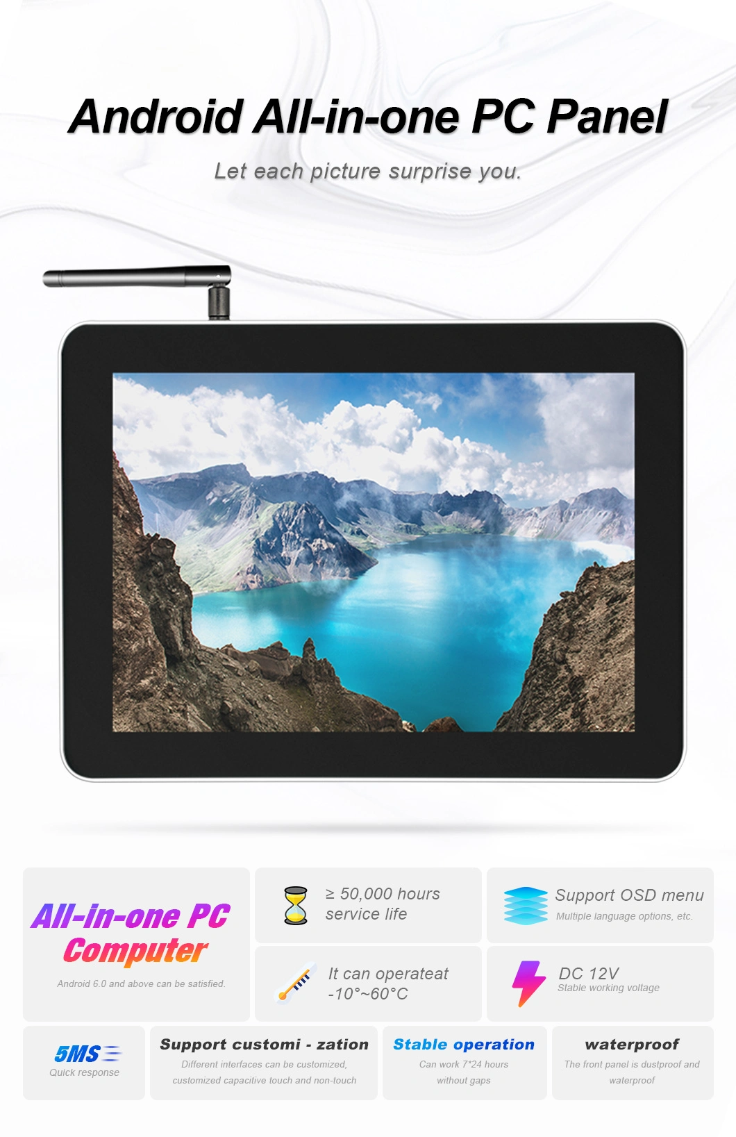 9.7 Inch Android All in One Panel PC 1024*768 Mini Computer Touch Screen Industrial Panel PC