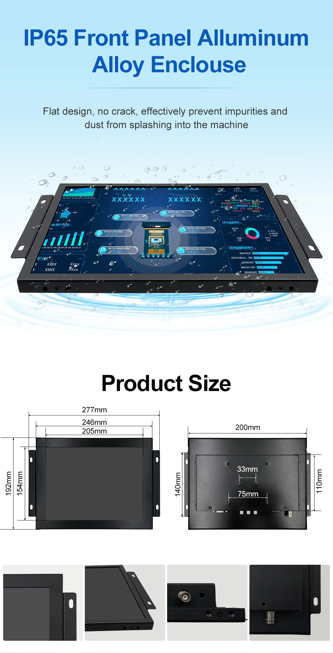 10′′ 10.1′′ Inch HDMI VGA AV BNC Non Touch Screen Metal Case TFT Open Frame Embedded OEM ODM Industrial LCD Monitor