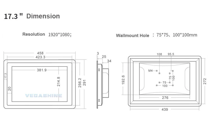 Full Flat Bezel 17.3 Inch J1900 Commercial / Industrial Tablet Panel PC Capacitive Touchscreen