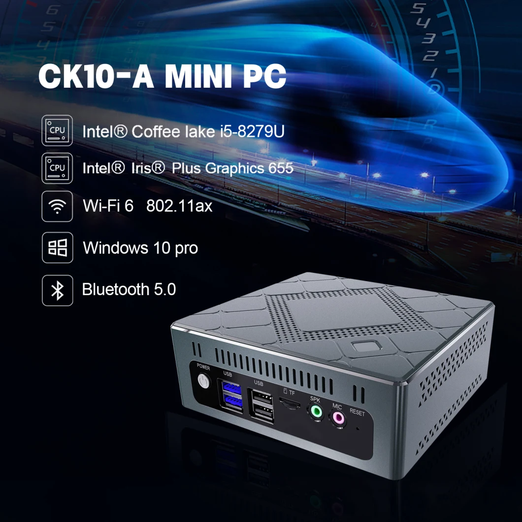 Qunshi 2022 Latest Best Quality Inudstrial Mini Comouter PC Ck10 Coffee Lake I5 8279u Mini Computer Intel Windows 10 Gaming PC for Business Work Mini PC