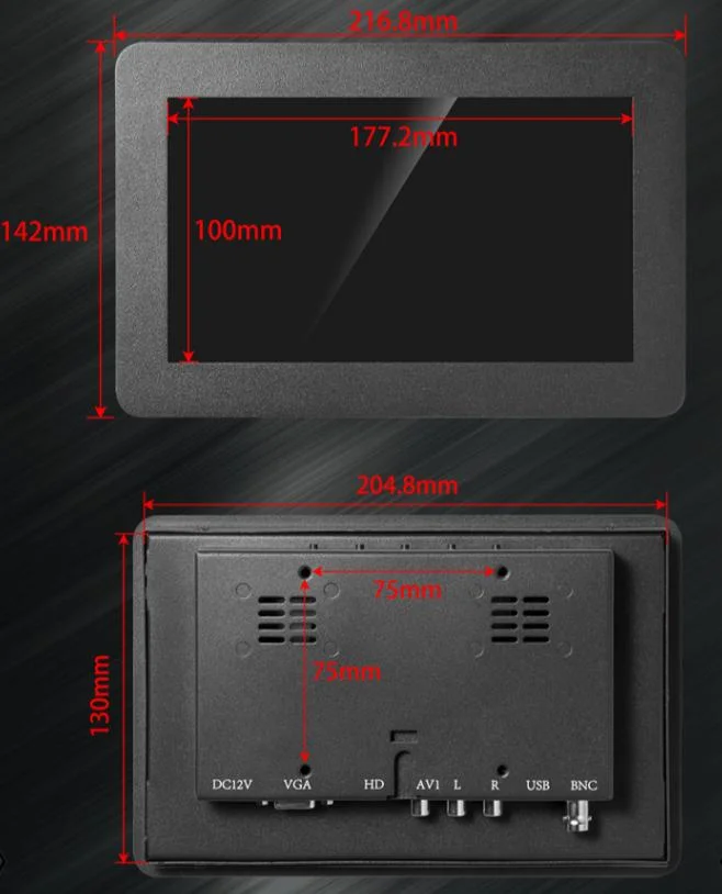 Zhixianda 8 Inch 1280*720 Widescreen Capacitive Touch Embedded Industrial Monitor