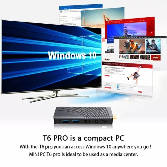 Nouveau produit usine fournisseur pas cher personnalisation T6 PRO Intel tout en un PC UHD Graphics 600 Mini PC