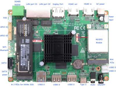 Mekotronics R58X-4G Mini PC M. 2 Pcie Nvme Entrée HDMI Linux 6 Tops 16+128g